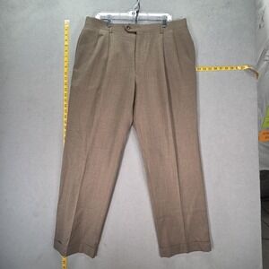 Jos. A. Bank Pants Mens 36x30 Brown Executive Collection Pleated Cuffed Dress